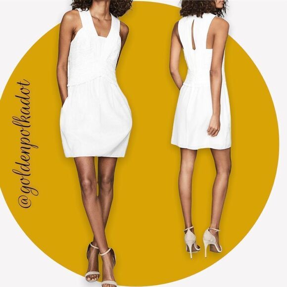 REISS Gwen Ruched Waist Mini Barbie Dress NWT Size 4 - Picture 4 of 16